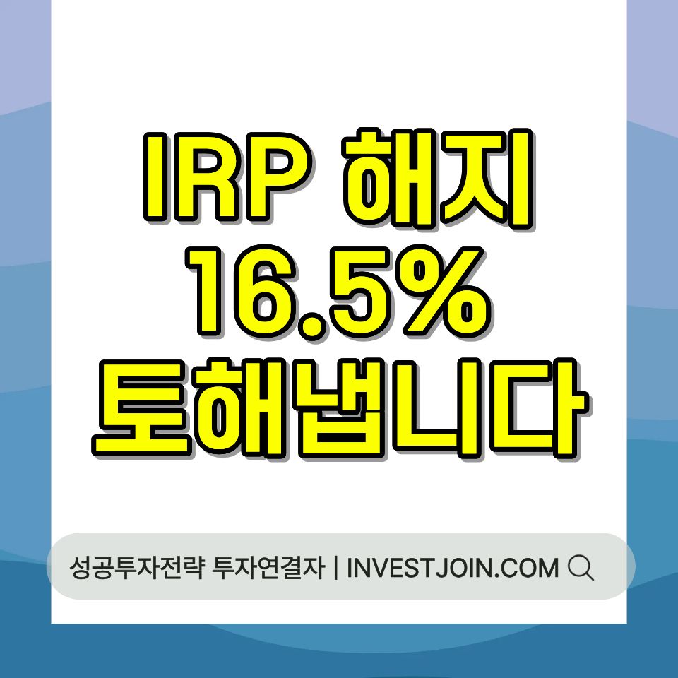 IRP 중도인출 조건과 세금