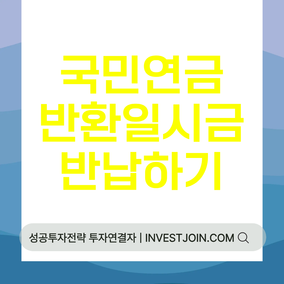 국민연금 반환일시금 반납